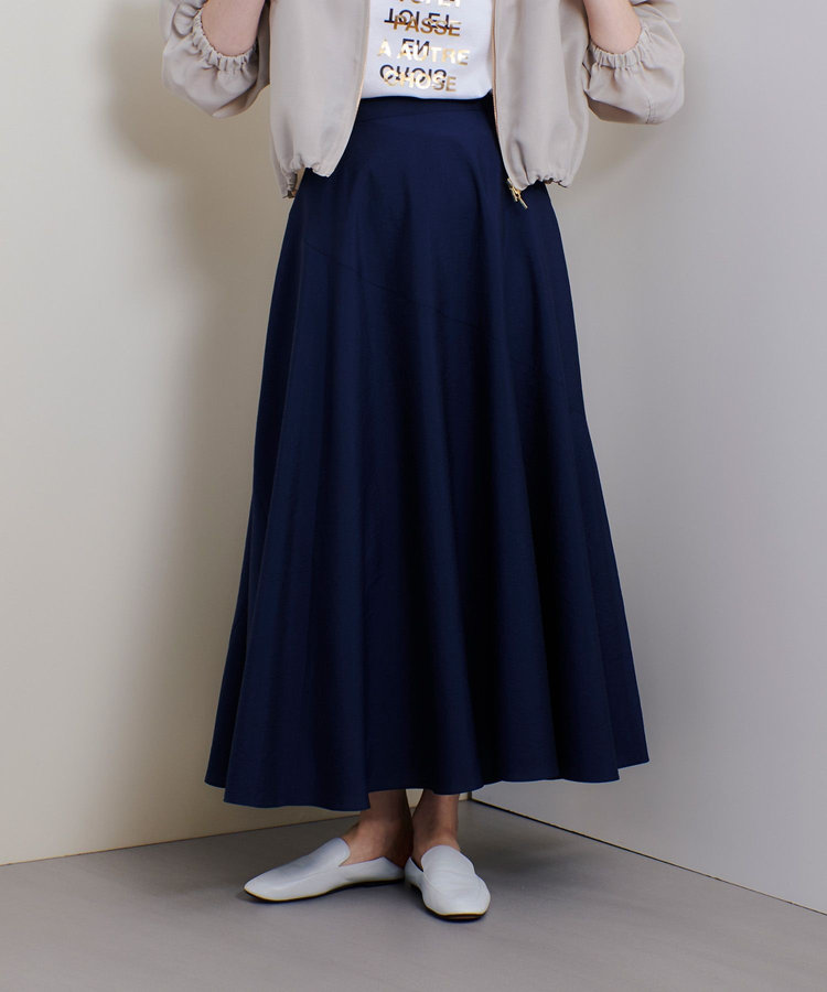 allureville オーガンジー切替フレアスカート ネイビー (65)