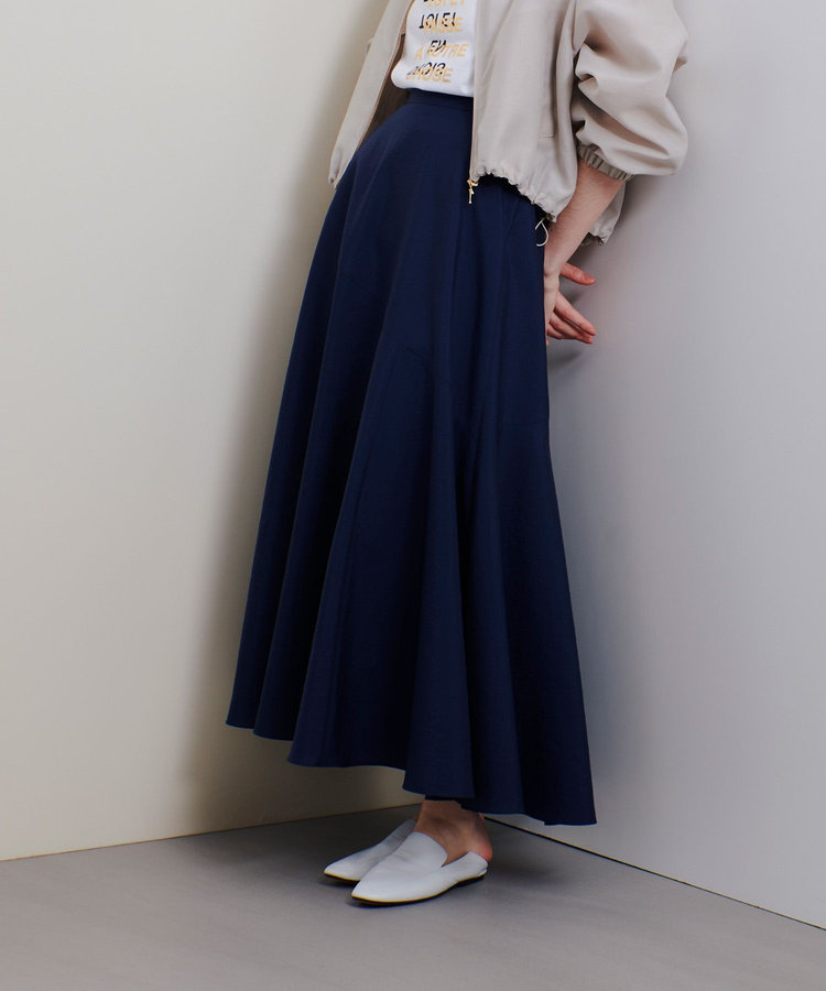 allureville オーガンジー切替フレアスカート ネイビー (65)