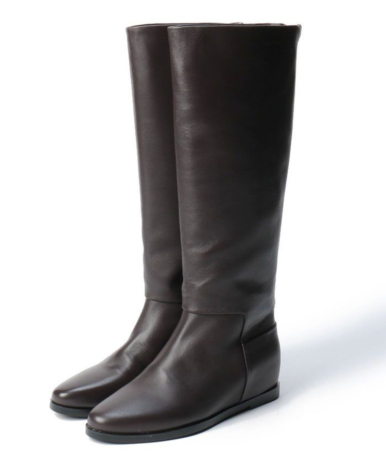 allureville バックジップロングブーツ ダークブラウン (82)