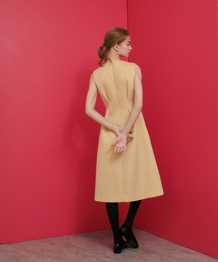 LOULOU WILLOUGHBY 【LOULOU WILLOUGHBY】スパークルジャガードノースリーブワンピース イエロー (21)