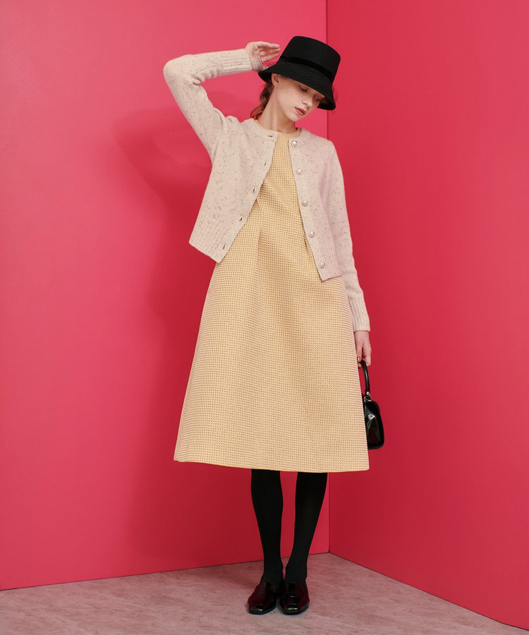 LOULOU WILLOUGHBY 【LOULOU WILLOUGHBY】スパークルジャガードノースリーブワンピース イエロー (21)