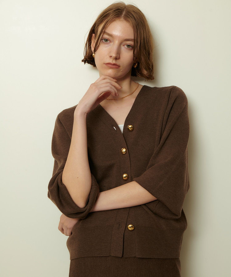 allureville ウールスムースカーディガン ダークブラウン (82)