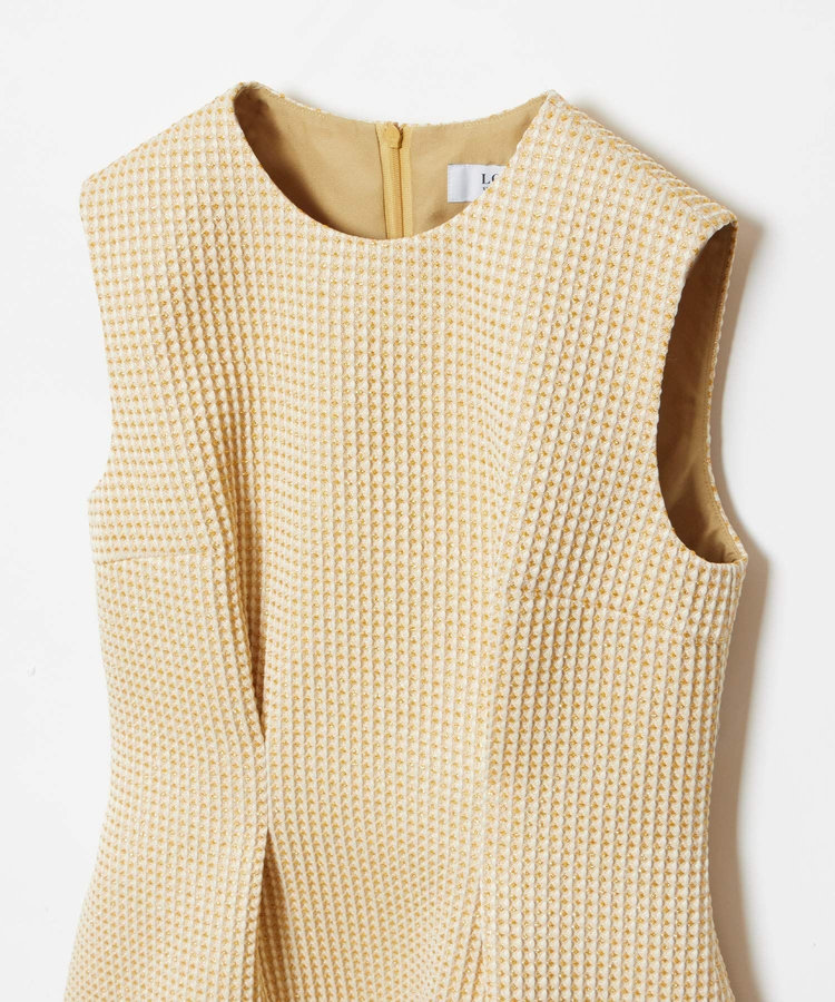 LOULOU WILLOUGHBY 【LOULOU WILLOUGHBY】スパークルジャガードノースリーブワンピース イエロー (21)
