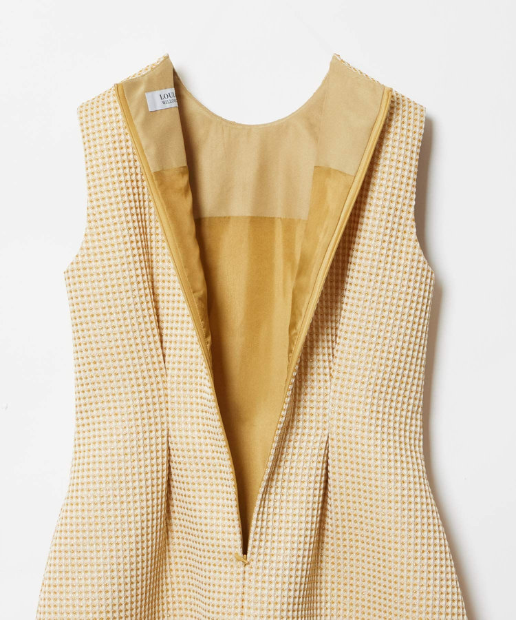 LOULOU WILLOUGHBY 【LOULOU WILLOUGHBY】スパークルジャガードノースリーブワンピース イエロー (21)