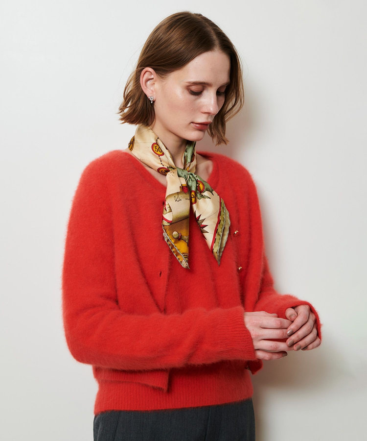 新品 アルアバイル カーディガン カシミアブレンド ファー グレー ニット カシミヤブレンドファー加工カーディガン | allureville (Women