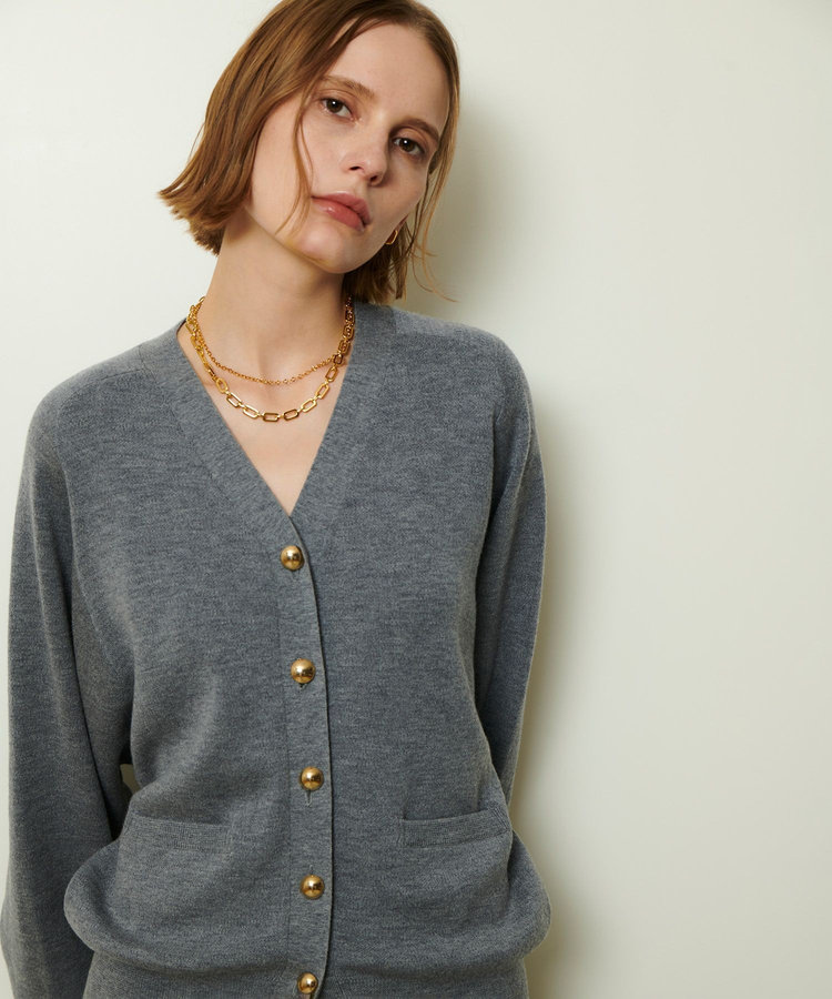 allureville ウールスムースカーディガン グレー (92)