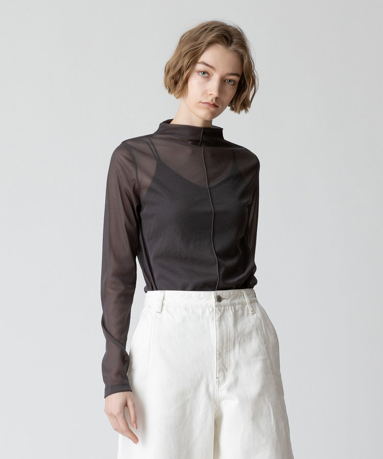 allureville シアーファネルネックプルオーバー チャコールグレー (94)