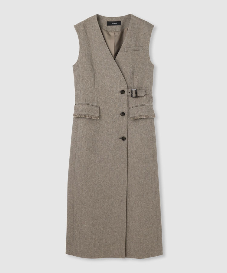 美品　ルフィル　ロングジレ　アドーア ツィードライクロングジレワンピース | allureville (Women