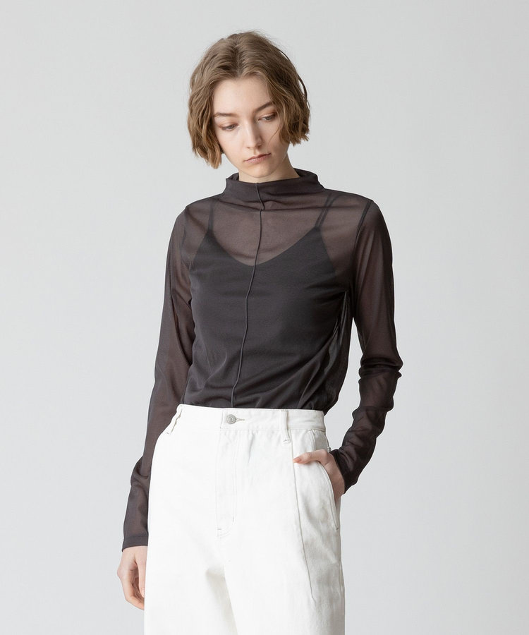 allureville シアーファネルネックプルオーバー チャコールグレー (94)