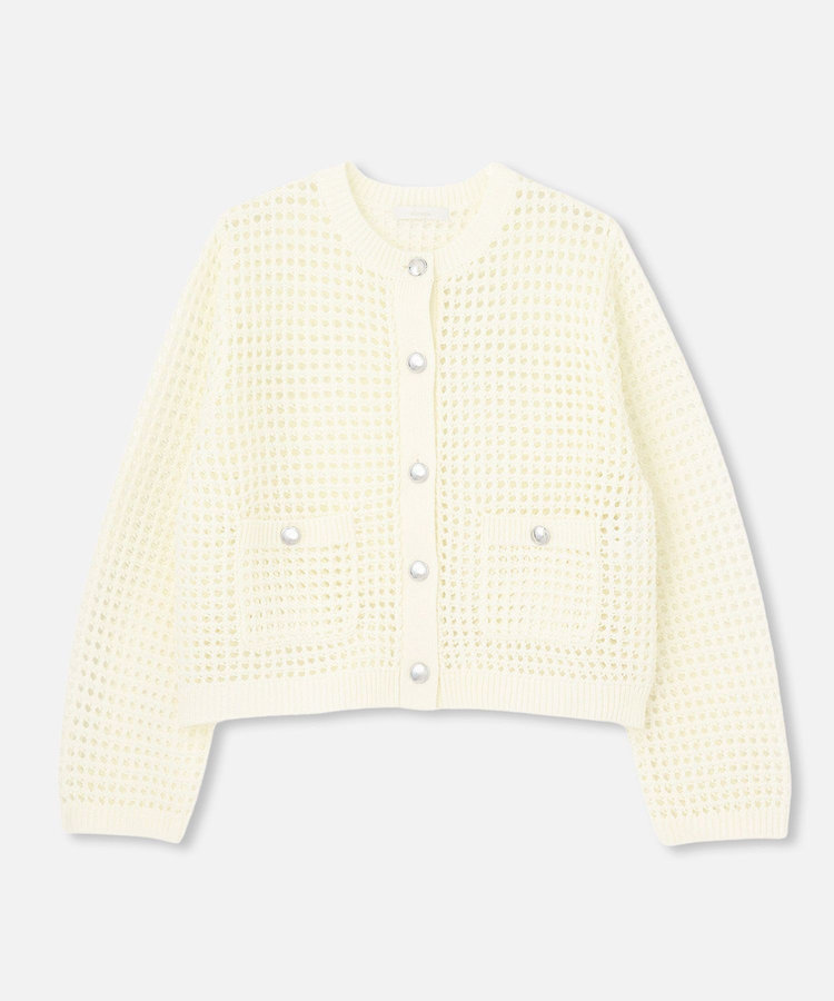allureville フィッシュネットニットジャケット オフホワイト (02)