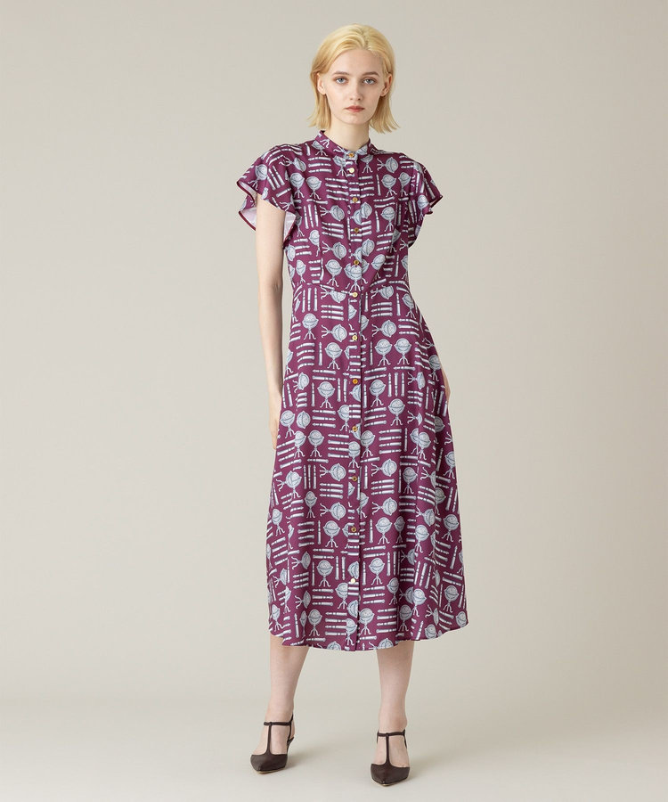 LOULOU WILLOUGHBY 【LOULOU WILLOUGHBY】グローブプリント ワンピース ボルドー (44)