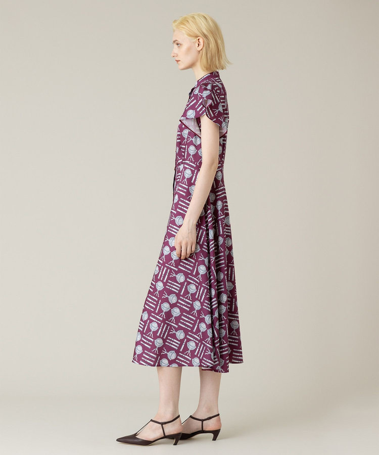 LOULOU WILLOUGHBY 【LOULOU WILLOUGHBY】グローブプリント ワンピース ボルドー (44)