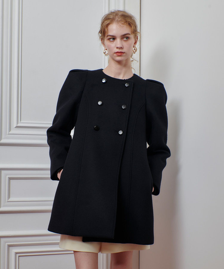 LOULOU WILLOUGHBY 【LOULOU WILLOUGHBY】シャルムビーバーパワショルコート ブラック (95)