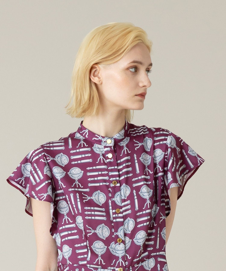 LOULOU WILLOUGHBY 【LOULOU WILLOUGHBY】グローブプリント ワンピース ボルドー (44)