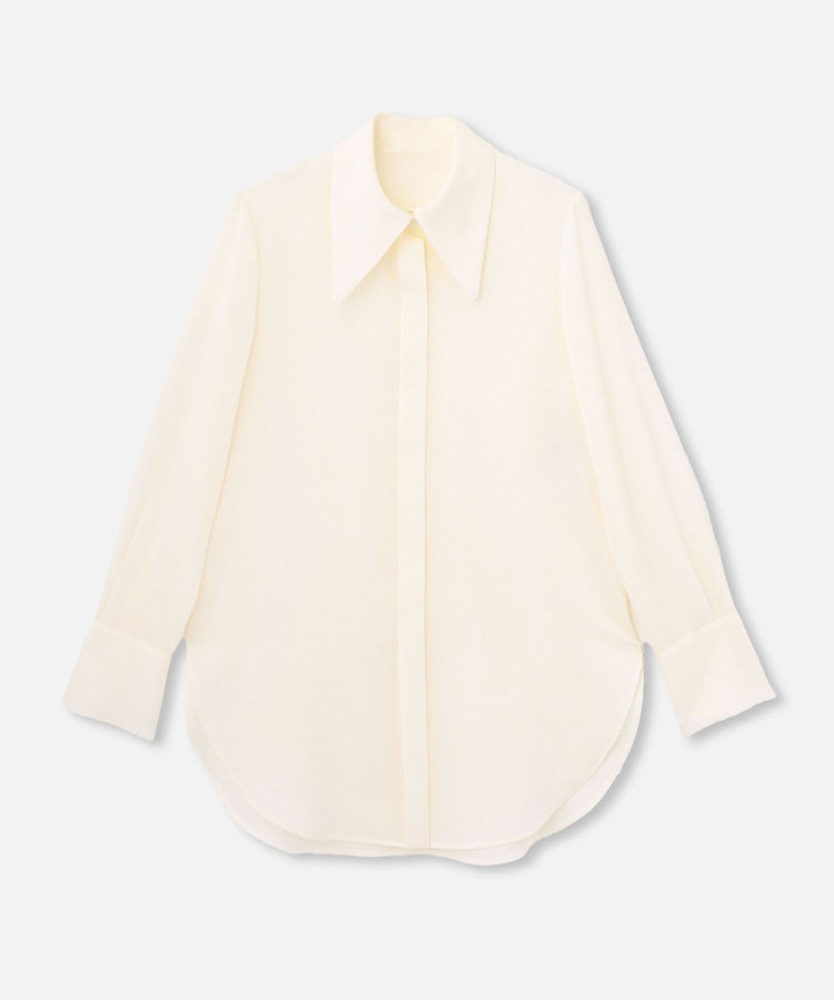 LOULOU WILLOUGHBY 【LOULOU WILLOUGHBY】ビッグカラーロングシャツ ホワイト (01)