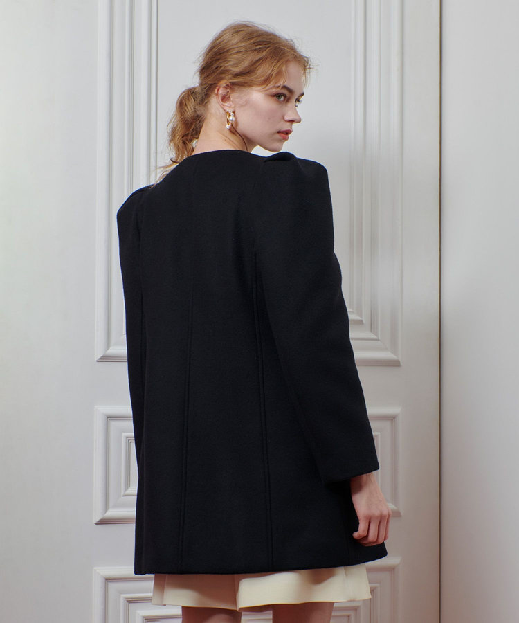 LOULOU WILLOUGHBY 【LOULOU WILLOUGHBY】シャルムビーバーパワショルコート ブラック (95)