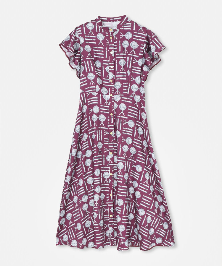 LOULOU WILLOUGHBY 【LOULOU WILLOUGHBY】グローブプリント ワンピース ボルドー (44)