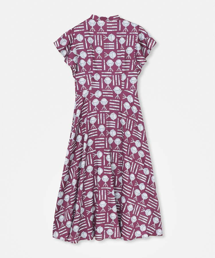 LOULOU WILLOUGHBY 【LOULOU WILLOUGHBY】グローブプリント ワンピース ボルドー (44)