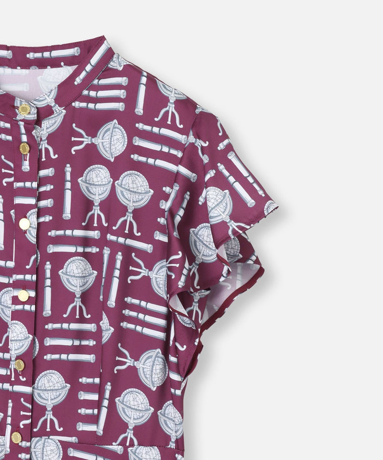 LOULOU WILLOUGHBY 【LOULOU WILLOUGHBY】グローブプリント ワンピース ボルドー (44)