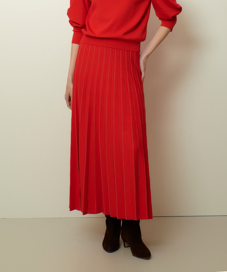 allureville ソウバリシアーコンビプリーツスカート レッド (43)