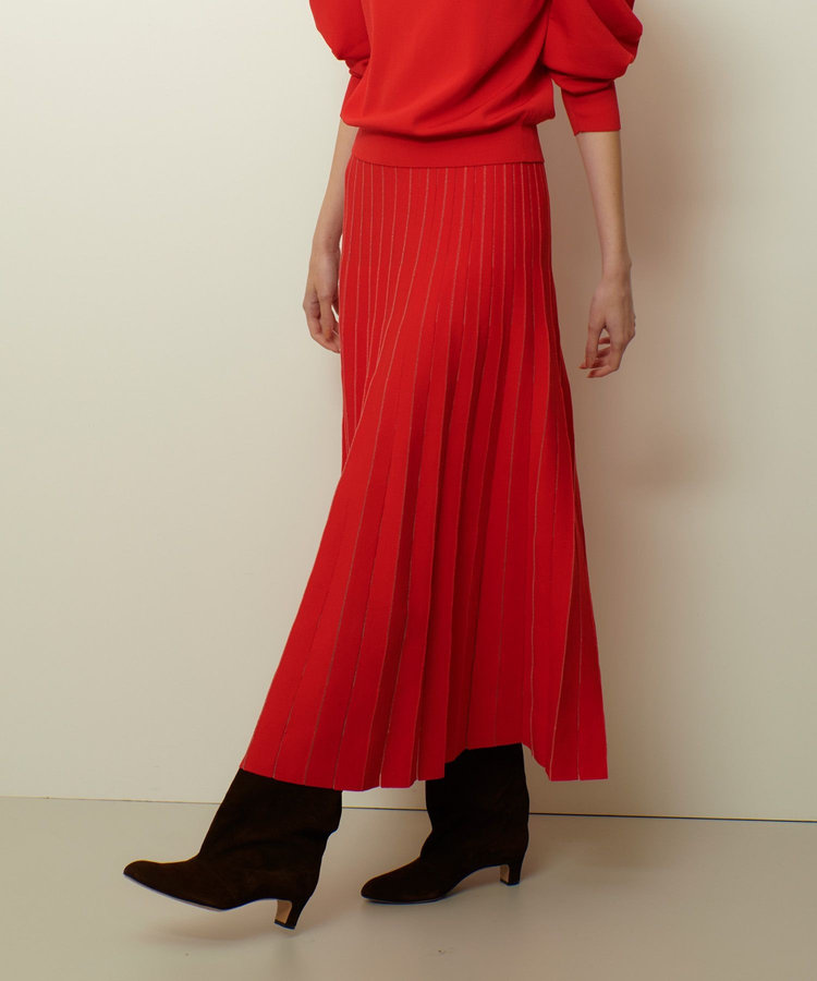 allureville ソウバリシアーコンビプリーツスカート レッド (43)