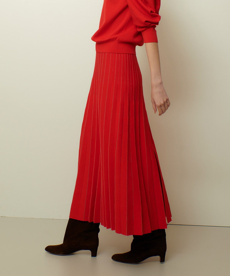 allureville ソウバリシアーコンビプリーツスカート レッド (43)