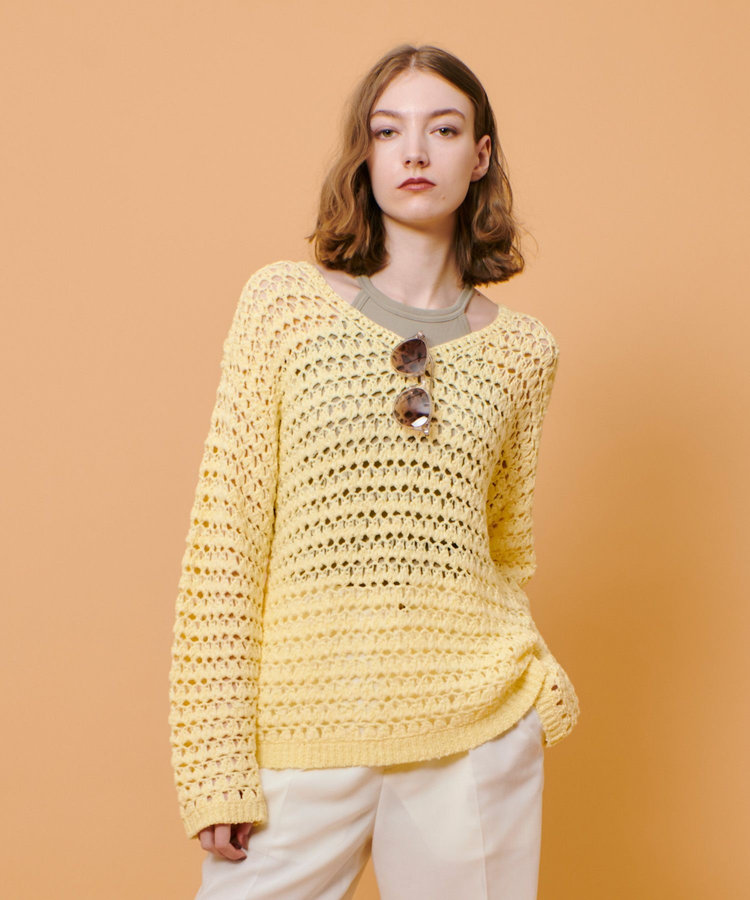 allureville テープヤーンハンドニットプルオーバー イエロー (21)