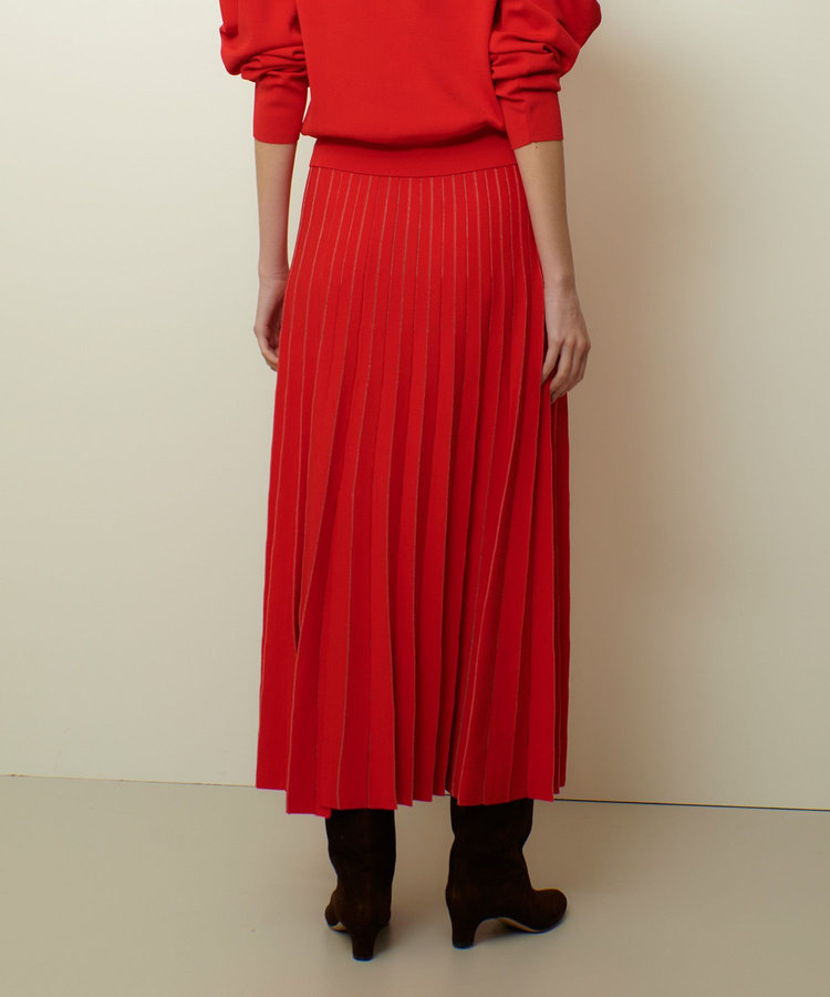 allureville ソウバリシアーコンビプリーツスカート レッド (43)
