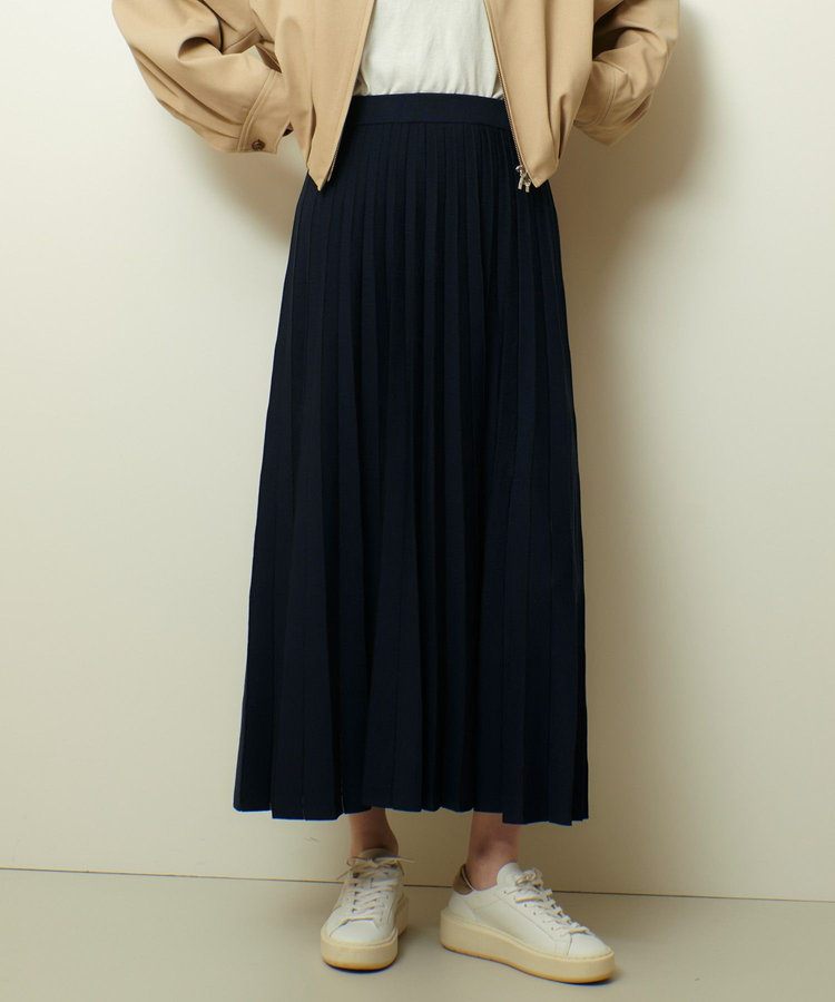 allureville ソウバリシアーコンビプリーツスカート ネイビー (65)
