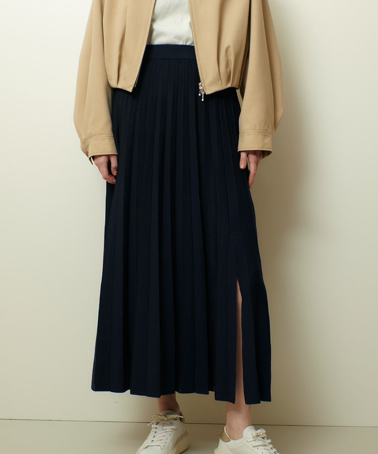 allureville ソウバリシアーコンビプリーツスカート ネイビー (65)