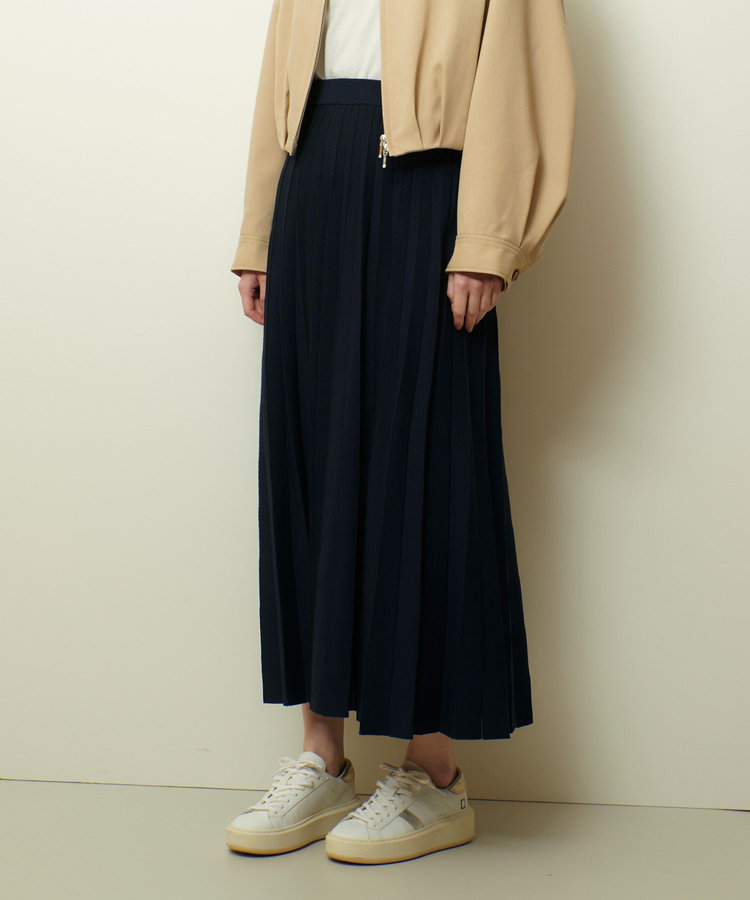 allureville ソウバリシアーコンビプリーツスカート ネイビー (65)