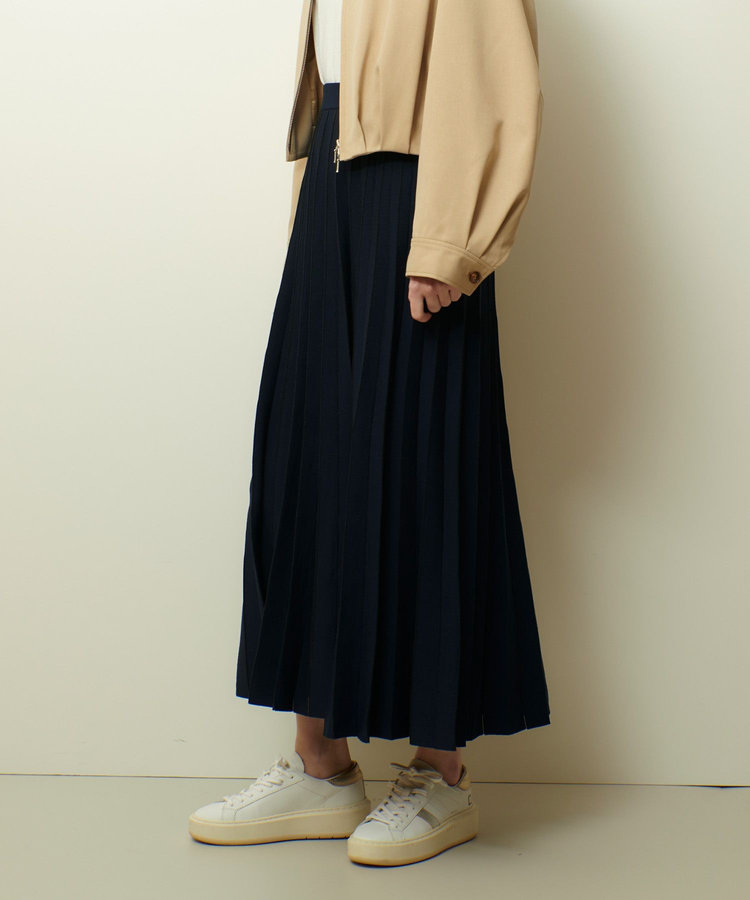 allureville ソウバリシアーコンビプリーツスカート ネイビー (65)