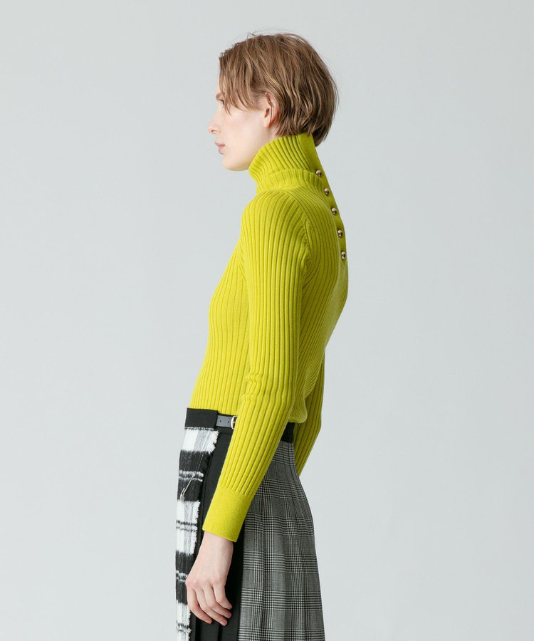 allureville 釦ディティール2WAY ネックリブプルオーバー グリーン (75)