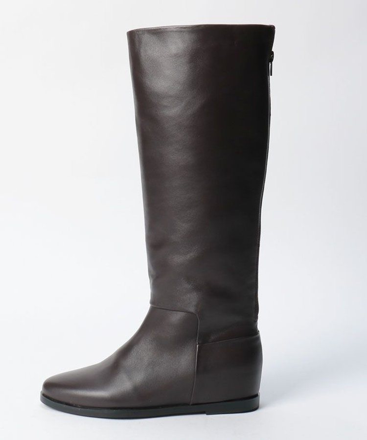 allureville バックジップロングブーツ ダークブラウン (82)