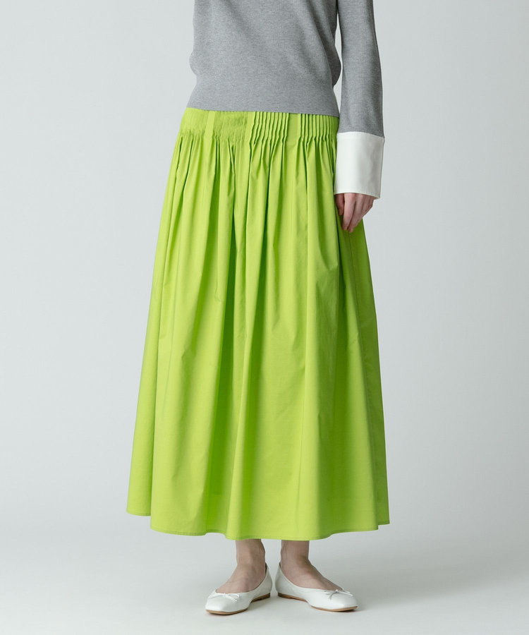 allureville タフタピンタックギャザースカート グリーン (71)