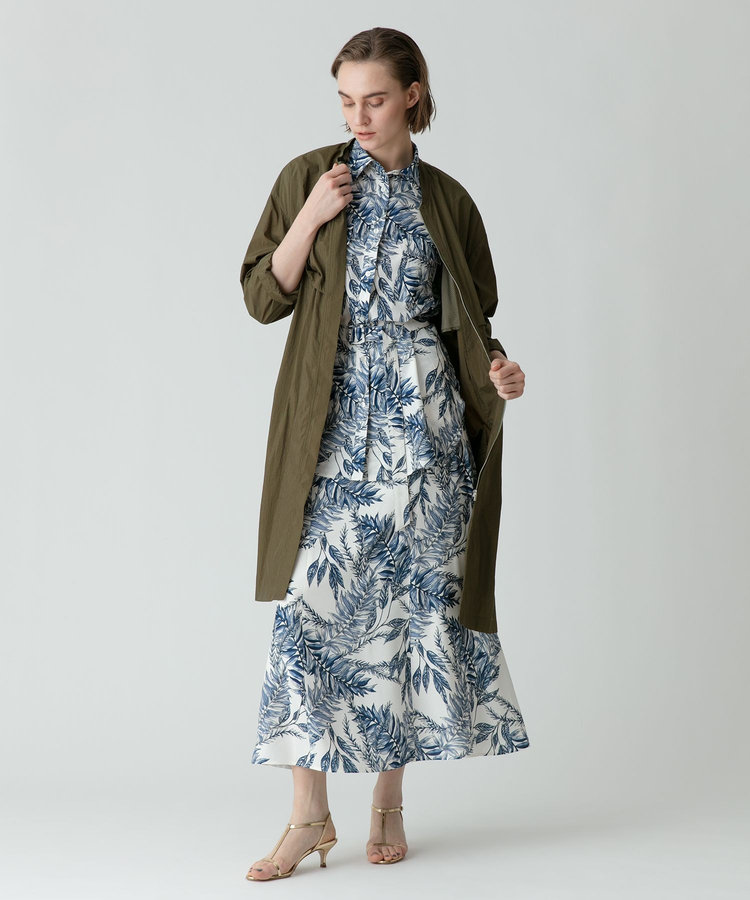 allureville リーフプリントサイドギャザースカート オフホワイト (02)