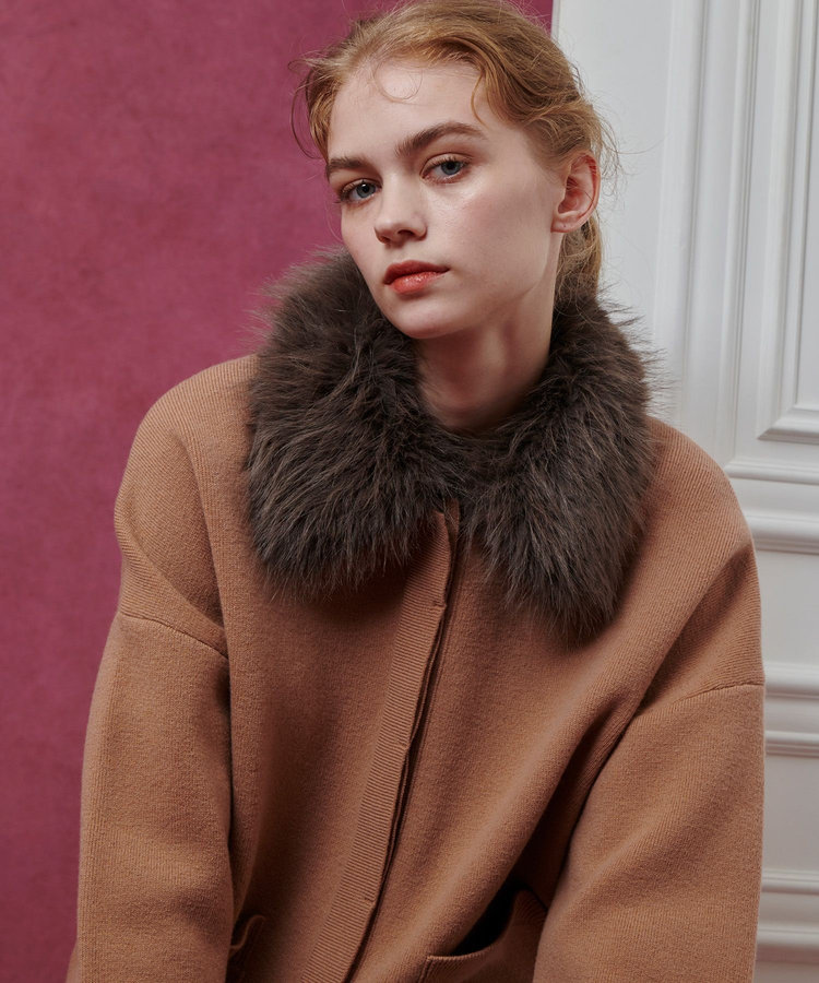 LOULOU WILLOUGHBY】ファー衿ニットショートコート|allureville