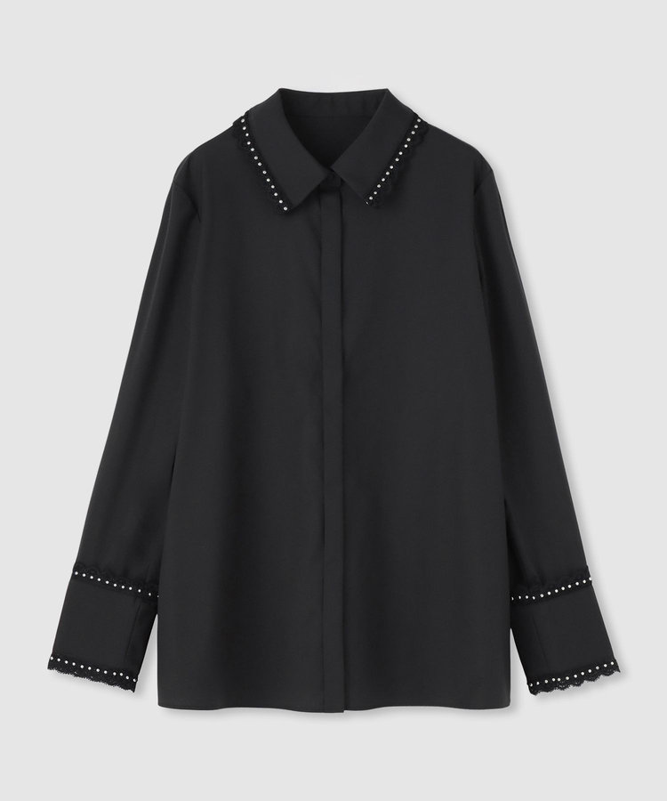 【新品タグ付】LOULOU WILLOUGHBY レーストリミングシャツ LOULOU WILLOUGHBY】レーストリミングシャツ|allureville OFFICIAL