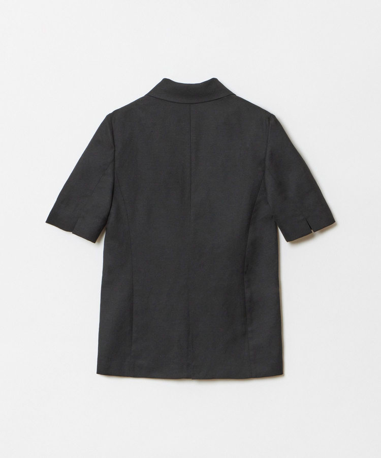 allureville 【セットアップ対応可能】リネンコンシャークスキンハーフスリーブジャケット ブラック (95)