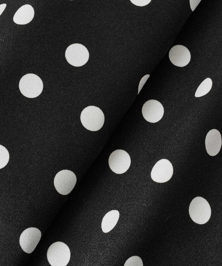 LOULOU WILLOUGHBY 【LOULOU WILLOUGHBY】サテンドットノースリーブワンピース ブラック (95)