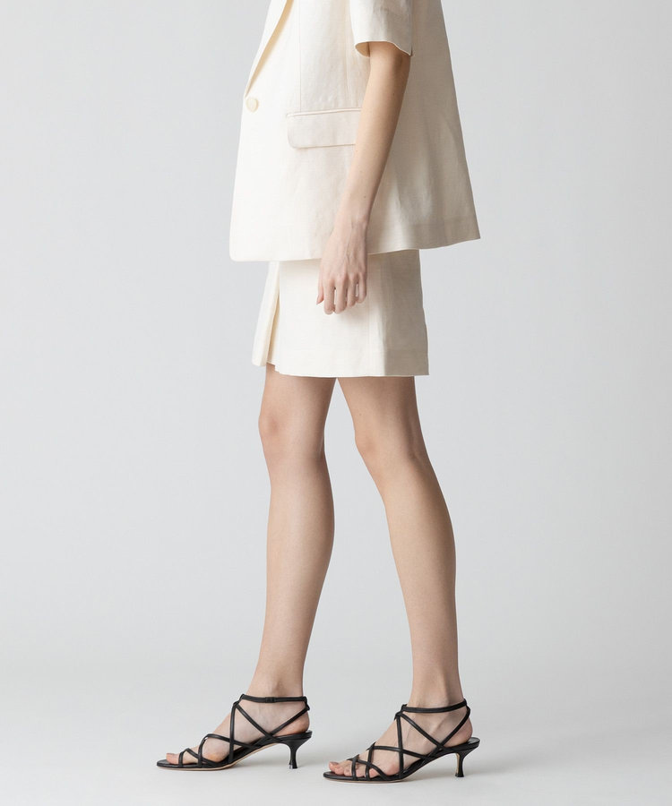 allureville 【セットアップ対応可能】リネンコンシャークスキンショートパンツ オフホワイト (02)