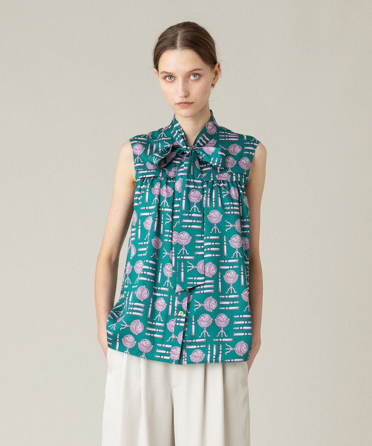 LOULOU WILLOUGHBY 【LOULOU WILLOUGHBY】グローブプリント ブラウス グリーン (71)