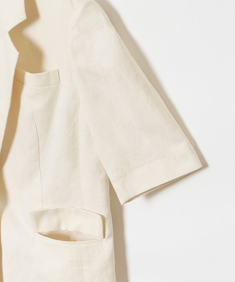 allureville 【セットアップ対応可能】リネンコンシャークスキンハーフスリーブジャケット オフホワイト (02)