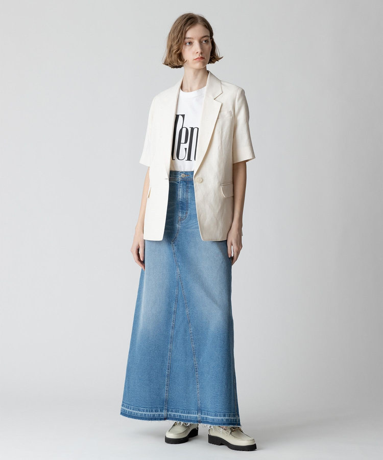 allureville 【セットアップ対応可能】リネンコンシャークスキンハーフスリーブジャケット オフホワイト (02)