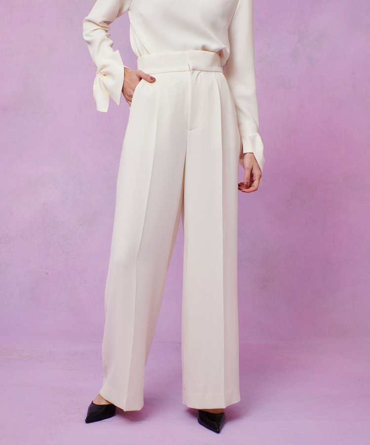 LOULOU WILLOUGHBY 【LOULOU WILLOUGHBY】ダブルクロスハイウエストサロペットパンツ オフホワイト (02)
