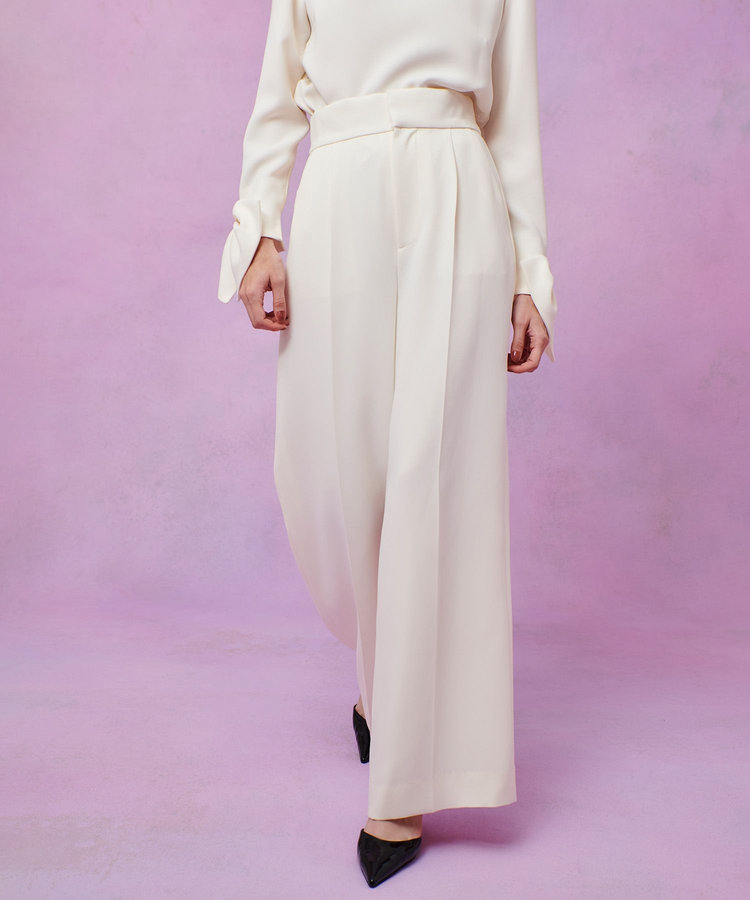 LOULOU WILLOUGHBY 【LOULOU WILLOUGHBY】ダブルクロスハイウエストサロペットパンツ オフホワイト (02)