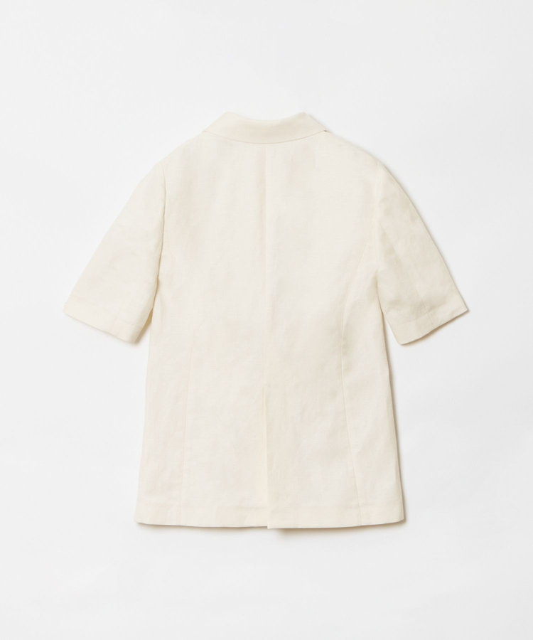 allureville 【セットアップ対応可能】リネンコンシャークスキンハーフスリーブジャケット オフホワイト (02)