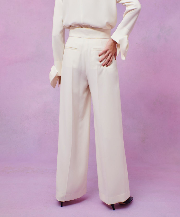 LOULOU WILLOUGHBY 【LOULOU WILLOUGHBY】ダブルクロスハイウエストサロペットパンツ オフホワイト (02)