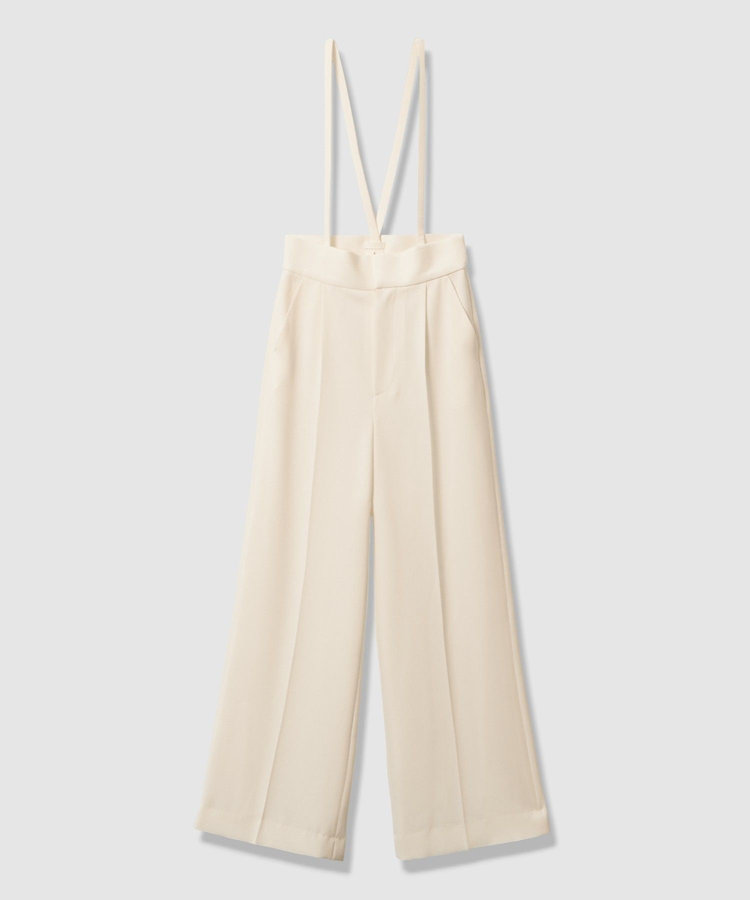 LOULOU WILLOUGHBY 【LOULOU WILLOUGHBY】ダブルクロスハイウエストサロペットパンツ オフホワイト (02)