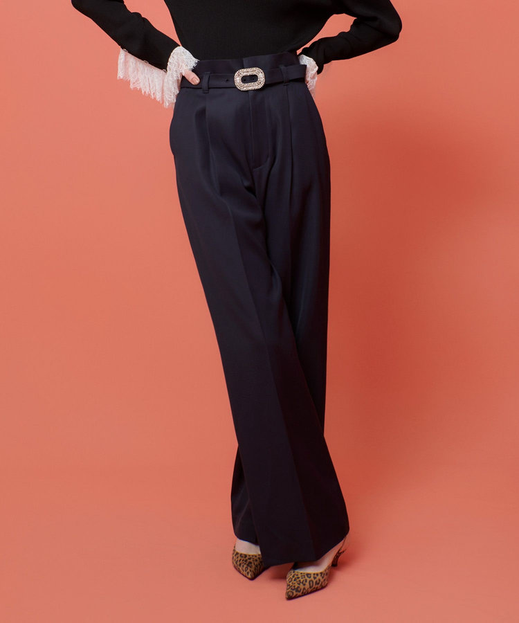 LOULOU WILLOUGHBY 【LOULOU WILLOUGHBY】ビジューバックルパンツ ネイビー (65)